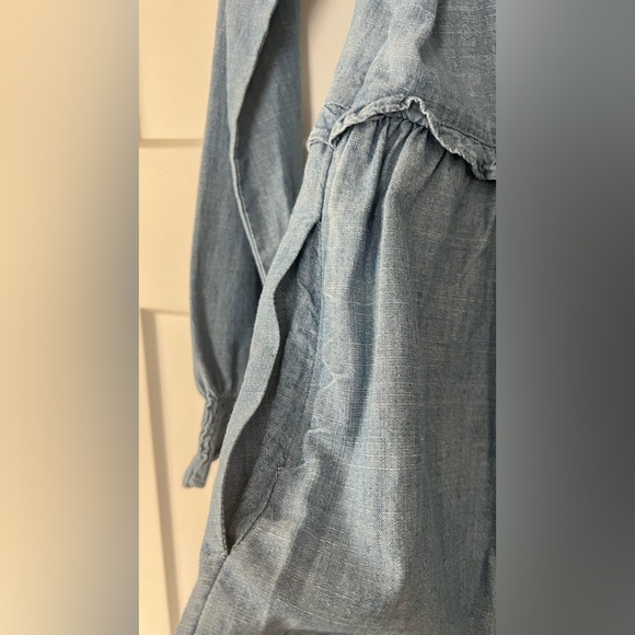 NWT JCrew Chambray Denim Ruffle Long Sleeve Dress - Zero - Picture 5 of 7